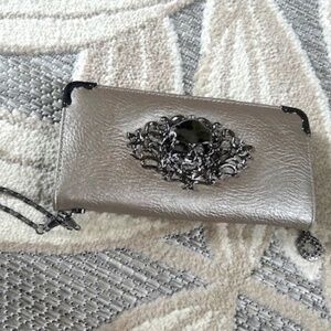 Silver Skull Wallet Clutch